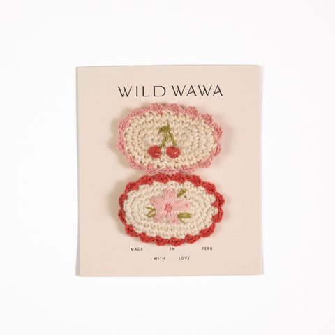 Wild Wawa Cherry Bloom Crochet Clip Set
