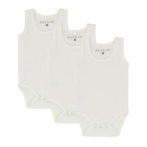 Ely's & Co  Ivory Tank Ribbed Undershirts 3 Pack