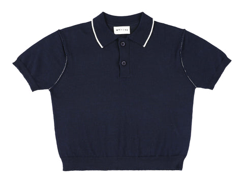 Morley Soft Navy Xalapa Boys Knit Polo