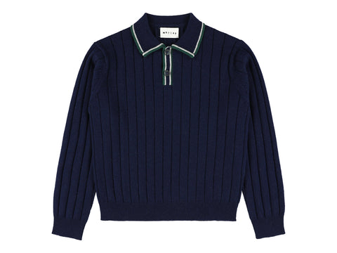 Morley Navy Mir Yan Polo Sweater