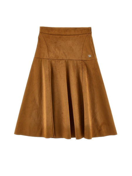 Ermanno Scervino Brown Velvet Skirt