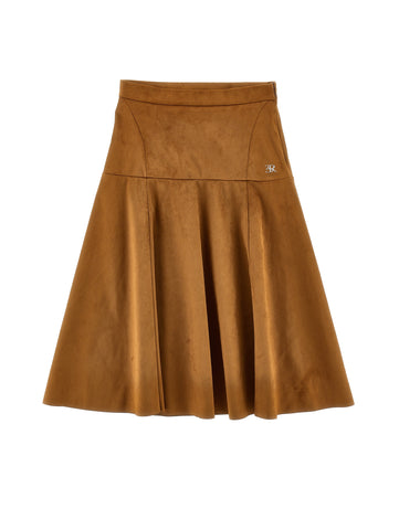 Ermanno Scervino Brown Velvet Skirt