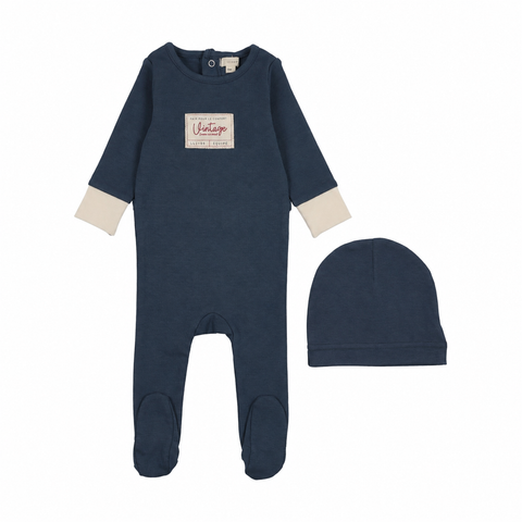 Lil Legs Analogie Vintage Blue Color Block Footie
