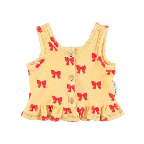 Piupiuchick Yellow Terry Top + Shorties with Bows Set