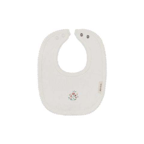 Ely's & Co Ivory Ribbed Floral Embroidered Bib