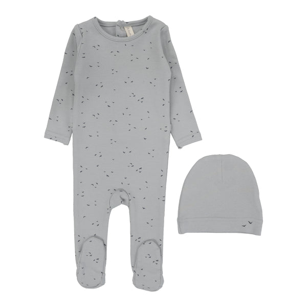 Lilette Powder Blue Bird Footie Set