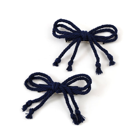 Halo Luxe Navy Blue Bea Braided Double Clip Set