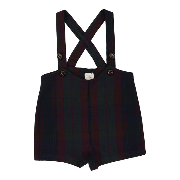 Lil Legs Analogie Burgundy Plaid Suspender Shorts