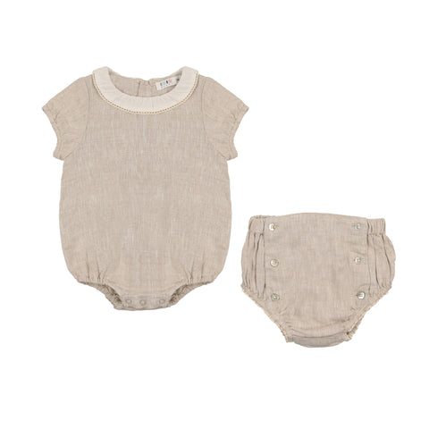 Coco Blanc Sand Linen Bloomer Set