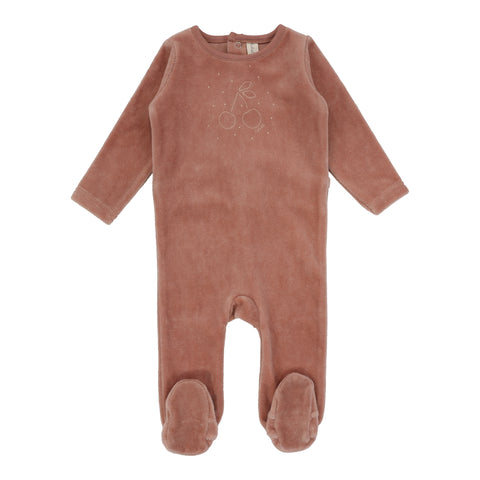 Lilette Velour Apricot Cherry Graphic Footie