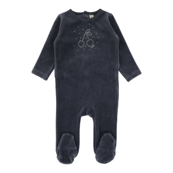 Lilette Velour Slate Cherry Graphic Footie