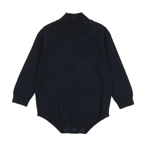 Coco Blanc Navy Knit Mockneck Onesie