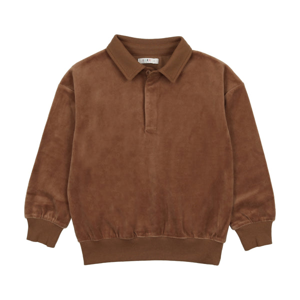 Coco Blanc Brown Boys Velour Polo