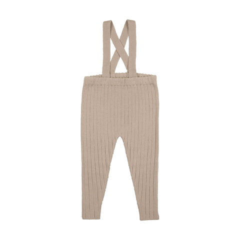 Coco Blanc Oatmeal Ribbed Knit Overalls