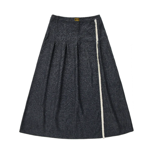 Coco Blanc Navy Marled Side Fringe Skirt