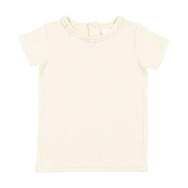 Lil Legs Cream Pointelle Short Sleeve T-shirt