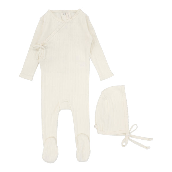 Lilette Cream Fine Pointelle Footie Set