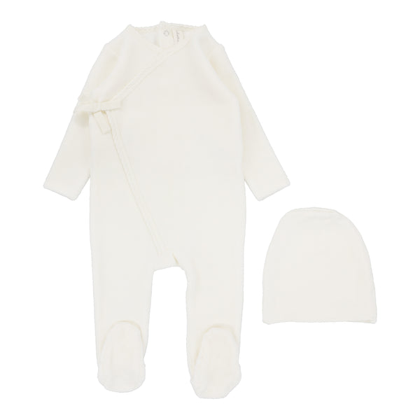 Lilette Cream Velour Wrap Footie Set