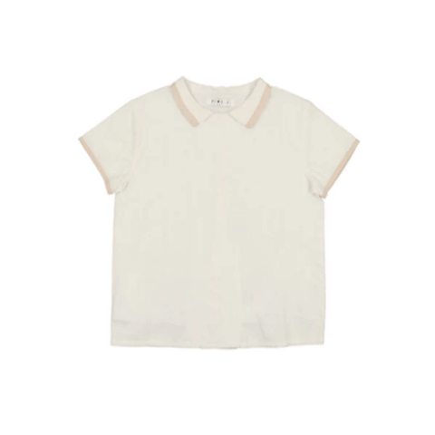 Coco Blanc Cream Contrast Collar Top