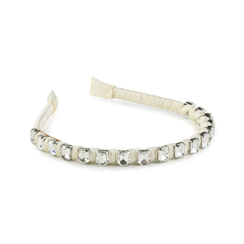 Halo Luxe Ivory Crystal Satin Headband