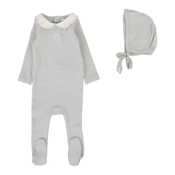 Lilette Pale Blue Emblem Embroidered Footie Set