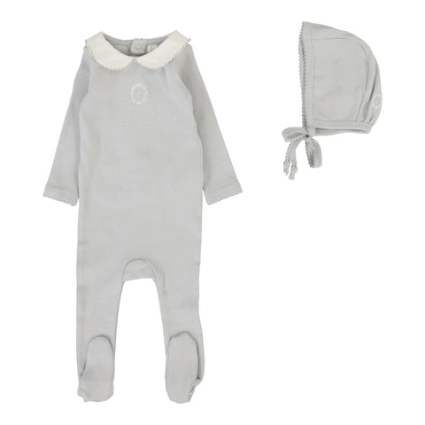 Lilette Pale Blue Emblem Embroidered Footie Set