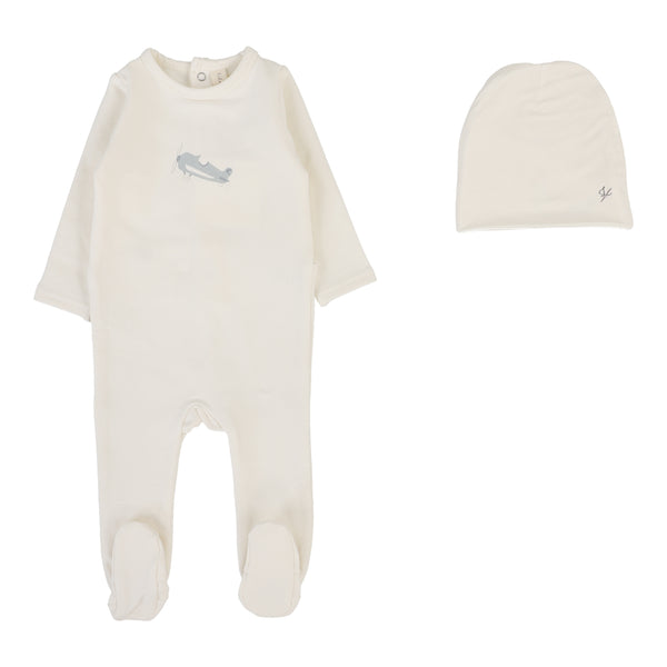 Lilette Cream/Airplane Graphic Footie Set GFS-CREA