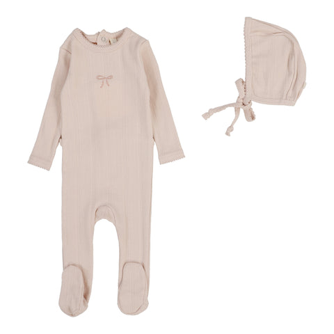 Lilette Soft Pink Bow Pointelle Graphic Footie Set PGFS-SPB