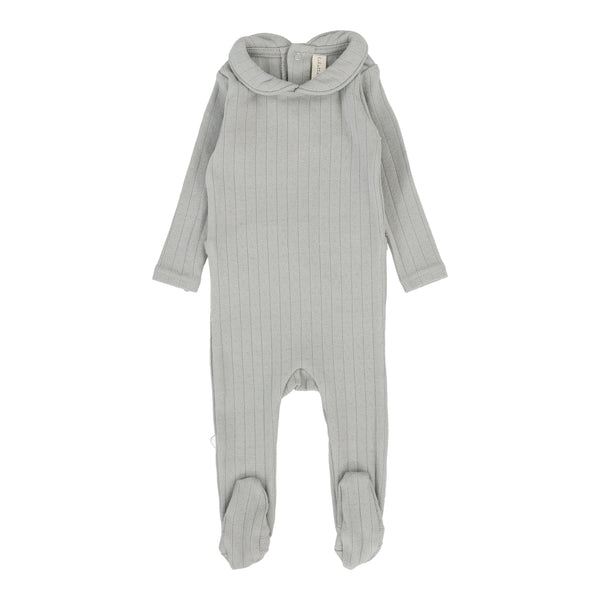 Lilette Light Blue Peter Pan Fine Pointelle Collar Footie