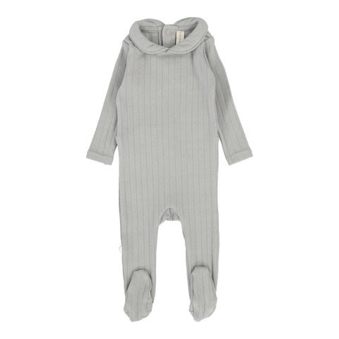 Lilette Light Blue Peter Pan Fine Pointelle Collar Footie