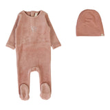 Lilette Deep Pink Velour Forest Graphic Footie Set