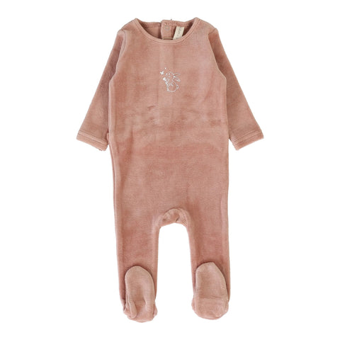 Lilette Deep Pink Velour Forest Graphic Footie