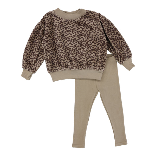 Lil Legs Analogie Taupe Floral Girls Set