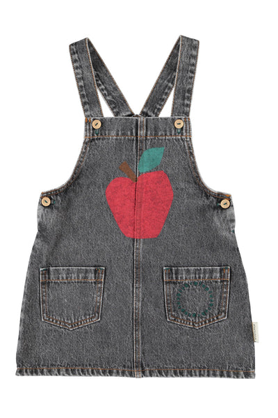 Piupiuchick Washed Black Denim Apple Short Dress with Straps