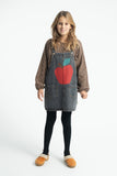 Piupiuchick Washed Black Denim Apple Short Dress with Straps