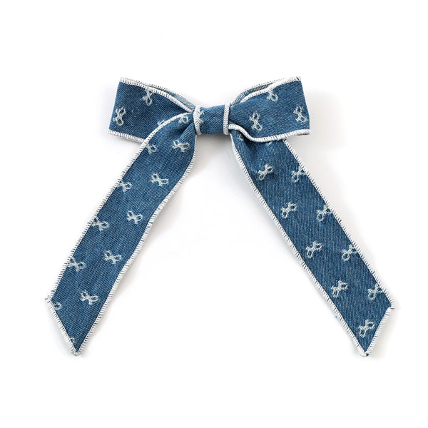 Halo Luxe Jean Wash Bow Printed Rae Signature Longtail Clip
