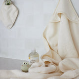 Ely's & Co Cream Solid Scalloped Hooded Towel + Washcloth Set