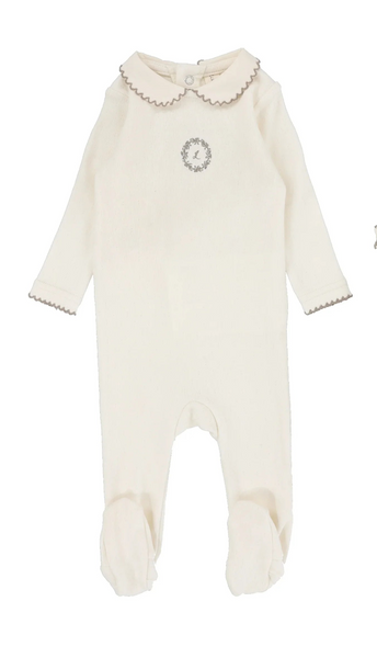Lilette Cream/Oat Emblem Embroidered Footie
