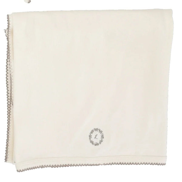 Lilette Cream/Oat Emblem Embroidered Blanket