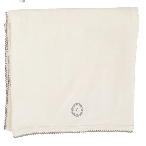 Lilette Cream/Oat Emblem Embroidered Blanket