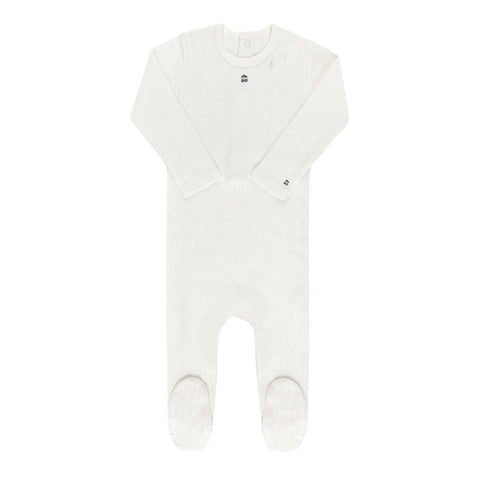 Ely's & Co Embroidered Cherry Pointelle Boys Cream Footie