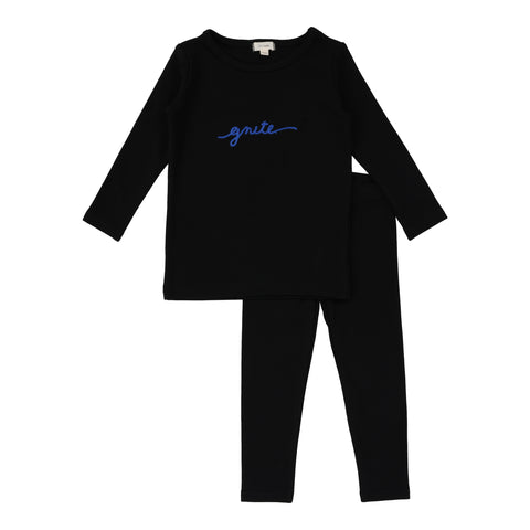 Lil Legs Black/Blue Gnite Lounge Set