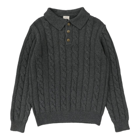 Lil Legs Analogie Grey Cable Knit Polo