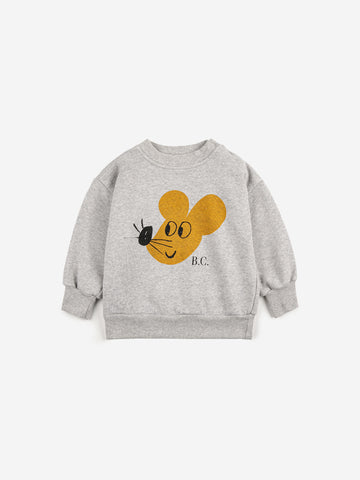 Bobo Choses Baby Light Heather Grey Mouse Sweatshirt