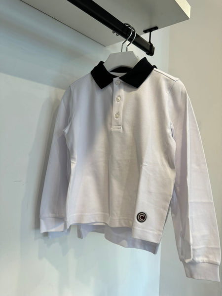 Colmar White Two Tone Long Sleeve Polo