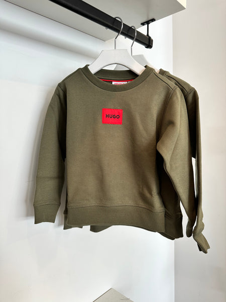 Hugo Khaki Boxed Logo Sweatshirt