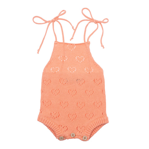 Tocoto Vintage Pink Knit Hearts Romper