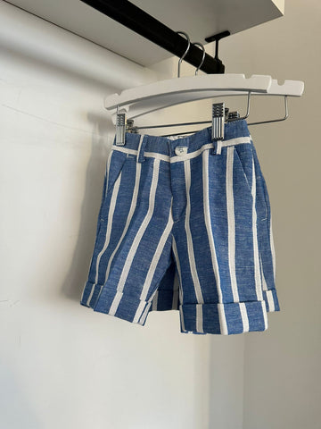 Manuel Frank Royal Blue/White Striped Bermuda Shorts
