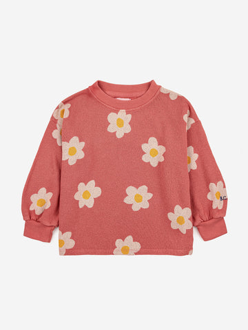 Bobo Choses Salmon Pink Big Flowers All Over Sweatshirt