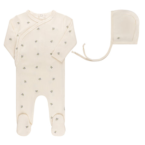 Ely's & Co Ivory Berry Footie + Bonnet